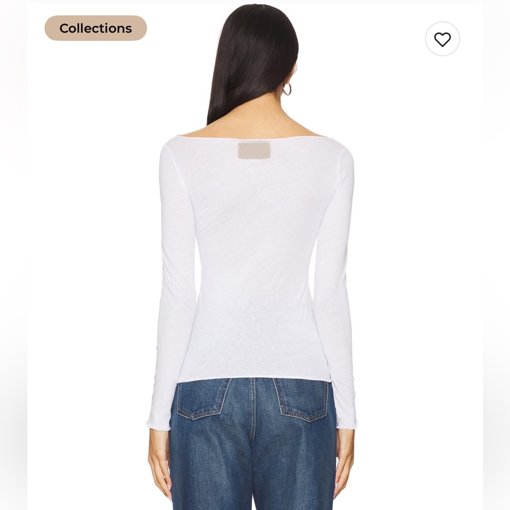 Aya Muse boatneck long sleeve tee in white Elegant White Long Sleeve Top - Picture 3 of 4